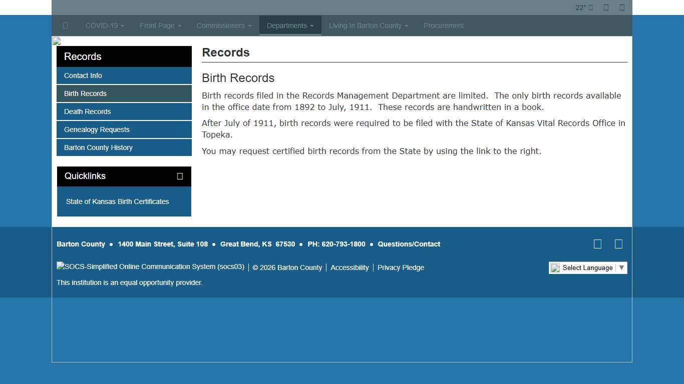 Barton County - Birth Records